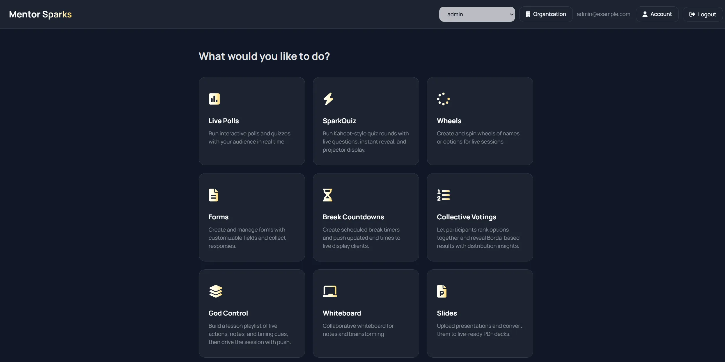 MentorSparks feature launcher