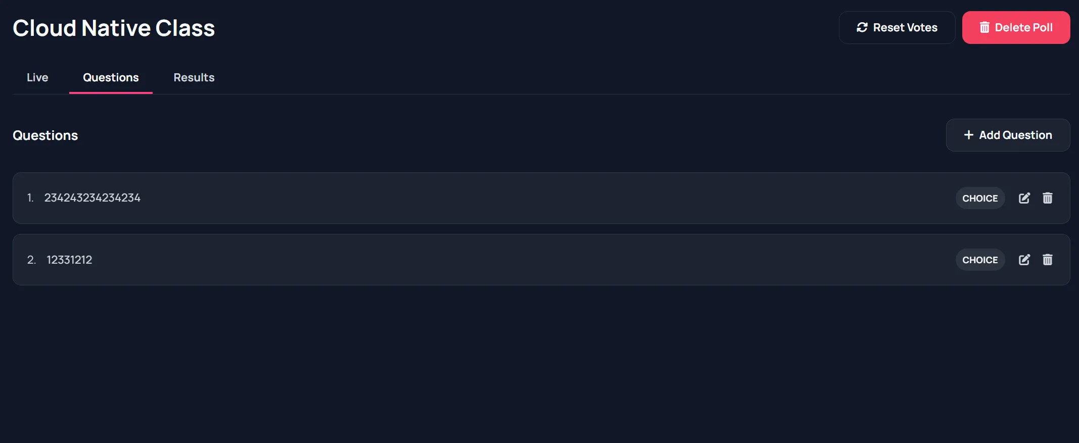 Poll question editor example 1