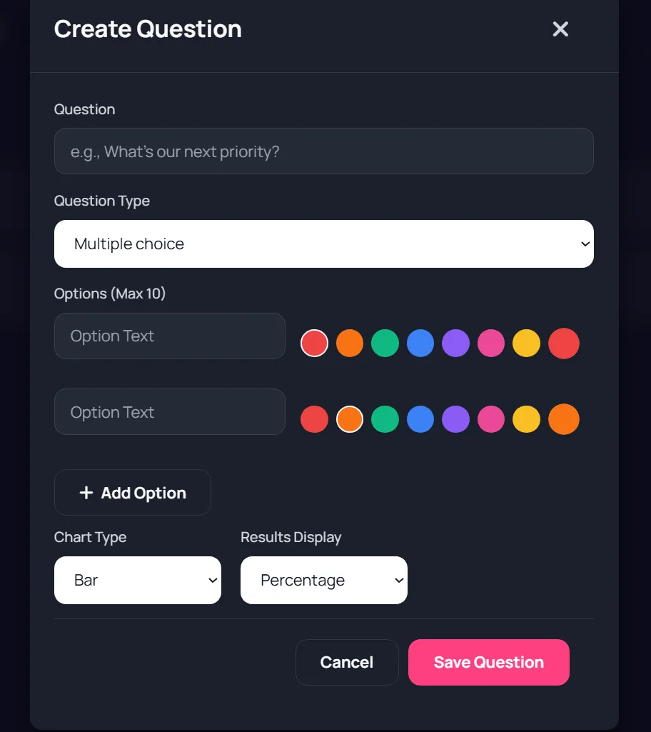 Poll question editor example 2